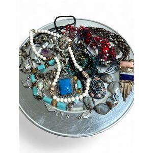 Boho Mix Jewelry Lot Stones Artsy Costume Jewelry In Good Condition Wearable